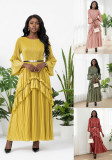 Plus-Size Women African French Ruffled Elegant Maxi Dress