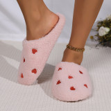 Women Heart Print Winter Flat Close-Toe Moccasins