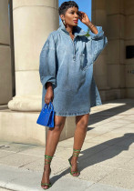 Women's Loose Ombre Shirt-Denim Dress