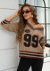 Women's Autumn Winter Loose Basketball Knitting V-Neck Sweater