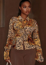 Women's Autumn Winter Leopard Print Turndown Collar Long Sleeve Button-Down Shirt Women's Autumn Winter Leopard Print Turndown Collar Long Sleeve Button-Down Shirt