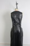 Women's Vest PU Leather Sexy V-Neck Button-Down Corset Cropped Top