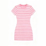 Women's Stripe Chic Short Sleeve Slim Fit Knitting Dress