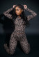 Women's Summer Long Sleeve Leopard Print Zip-Up Fingerless Glove Fashion Sexy Fitting Pants Set