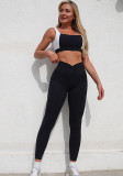 Women's Tank Sports Bra High Waist Tight Fitting Pants Yoga Running Quick-Dry Set