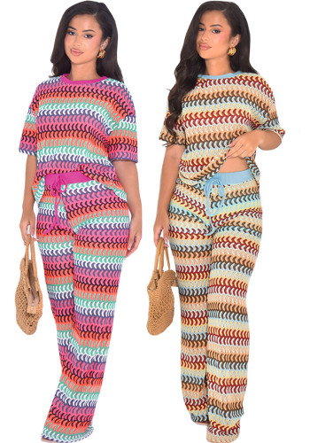 Women's Sexy Multi-Color Casual Two-Piece Pants Set