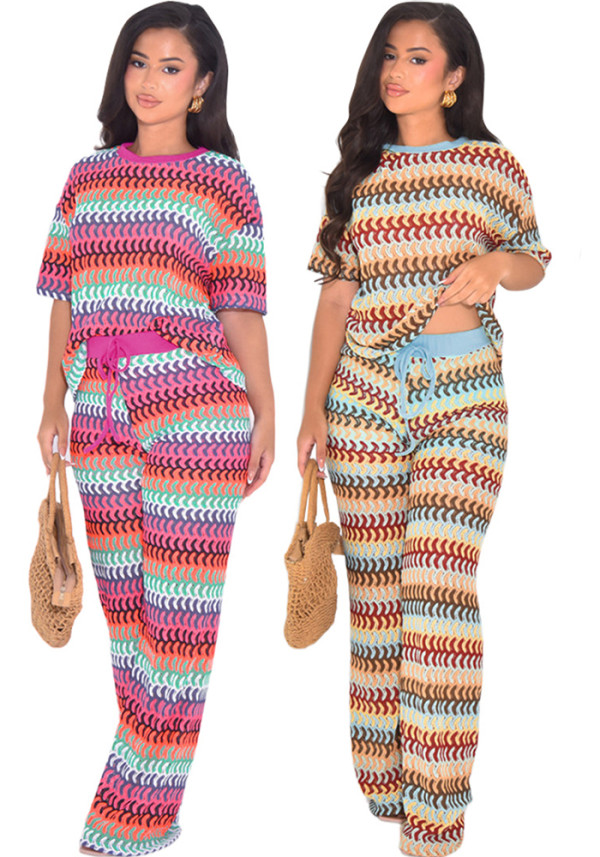 Women's Sexy Multi-Color Casual Two-Piece Pants Set