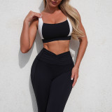 Women's Tank Sports Bra High Waist Tight Fitting Pants Yoga Running Quick-Dry Set