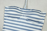 Women's Stripe Print Halter Neck Sexy Low Back Sport Jumpsuit