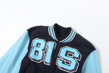 Women's Autumn Winter Fashion Leather Patchwork Long Sleeve Slim Waist Print Jacket