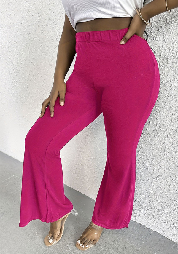 Women's Summer High Waist Bell Bottom Stretch Slim Fit Casual Pants