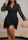 Women Patchwork Long-Sleeved Lapel Casual Blazer Dress