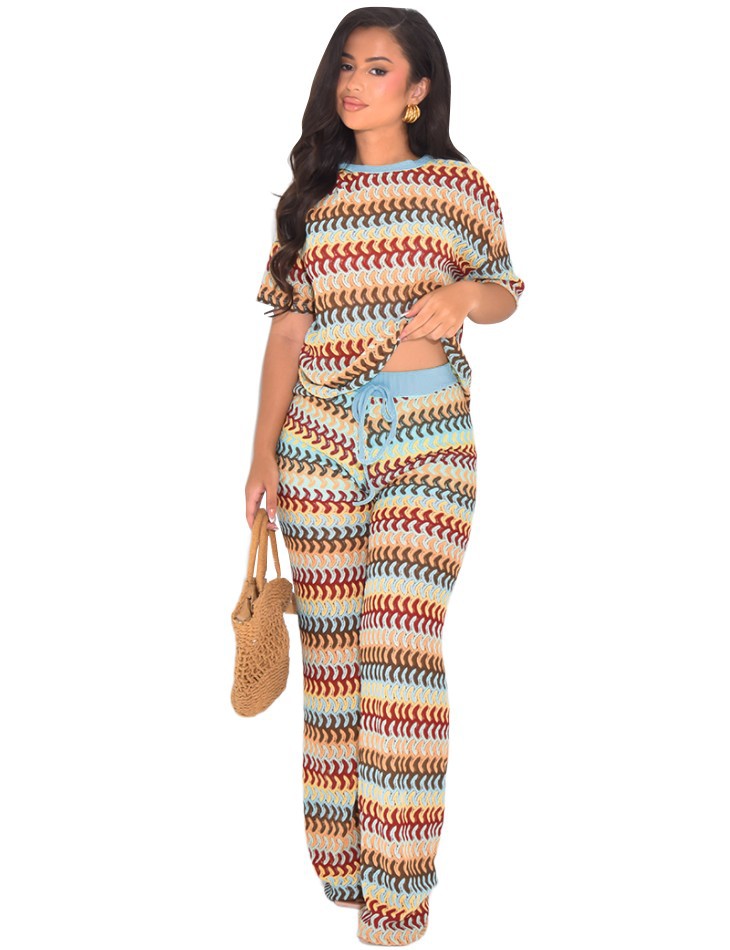Women's Sexy Multi-Color Casual Two-Piece Pants Set