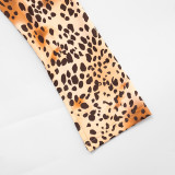 Women's Autumn Winter Leopard Print Turndown Collar Long Sleeve Button-Down Shirt