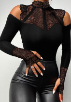 Women Lace Patchwork Bodysuit