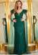 Women's Autumn Mesh Long Sleeve V-Neck Bodycon Long Dress Sequin Evening Gown