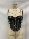 Women's Fringe Body Chain Accessory Bustier Top