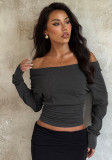 Women's Slim Waist Basic Long Sleeve Top Autumn Solid Color Slim Fit T-Shirt