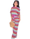 Women's Sexy Multi-Color Casual Two-Piece Pants Set