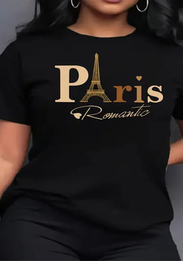 Women's Summer Print Loose Round Neck Short Sleeve T-Shirt