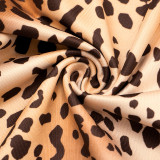 Women's Autumn Winter Leopard Print Turndown Collar Long Sleeve Button-Down Shirt