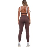 Women's Tank Sports Bra High Waist Tight Fitting Pants Yoga Running Quick-Dry Set