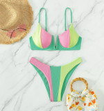 Women's Summer Fashion Patchwork Swimsuit Triangle Beach Two-Piece Bikini Set
