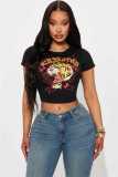Women Summer Casual Printed Short-Sleeve T-Shirt Top