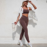 Women's Tank Sports Bra High Waist Tight Fitting Pants Yoga Running Quick-Dry Set