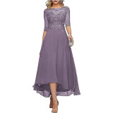 Women Chiffon Lace Elegant Half-Sleeve Dress