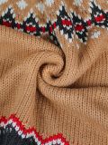 Women Autumn/Winter High-neck Jacquard Color-blocked Knitting Top Sweater