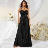 Women Sequined Waist-cinching Backless Dresses