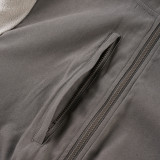 Women Sporty Stand Collar Drawstring Zipper Long Sleeve Polar Fleece Crop Jacket