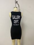 Women's Fitting Letter Print Sexy Dress