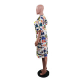 Women Casual Letter Printed Hooded Dress