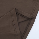 Women's Knitting Slim Waist Long Sleeve Button-Down Top High Waist Drawstring Loose Straight Leg Pants Autumn Casual Set