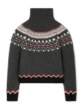 Women Autumn/Winter High-neck Jacquard Color-blocked Knitting Top Sweater
