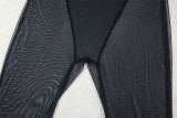Women Sexy Solid Backless Round Neck Mesh Jumpsuit