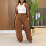 Women Casual Patchwork Lace Wide-Leg Pants