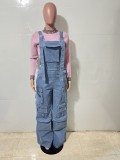 Women Wide-leg Denim Jumpsuit