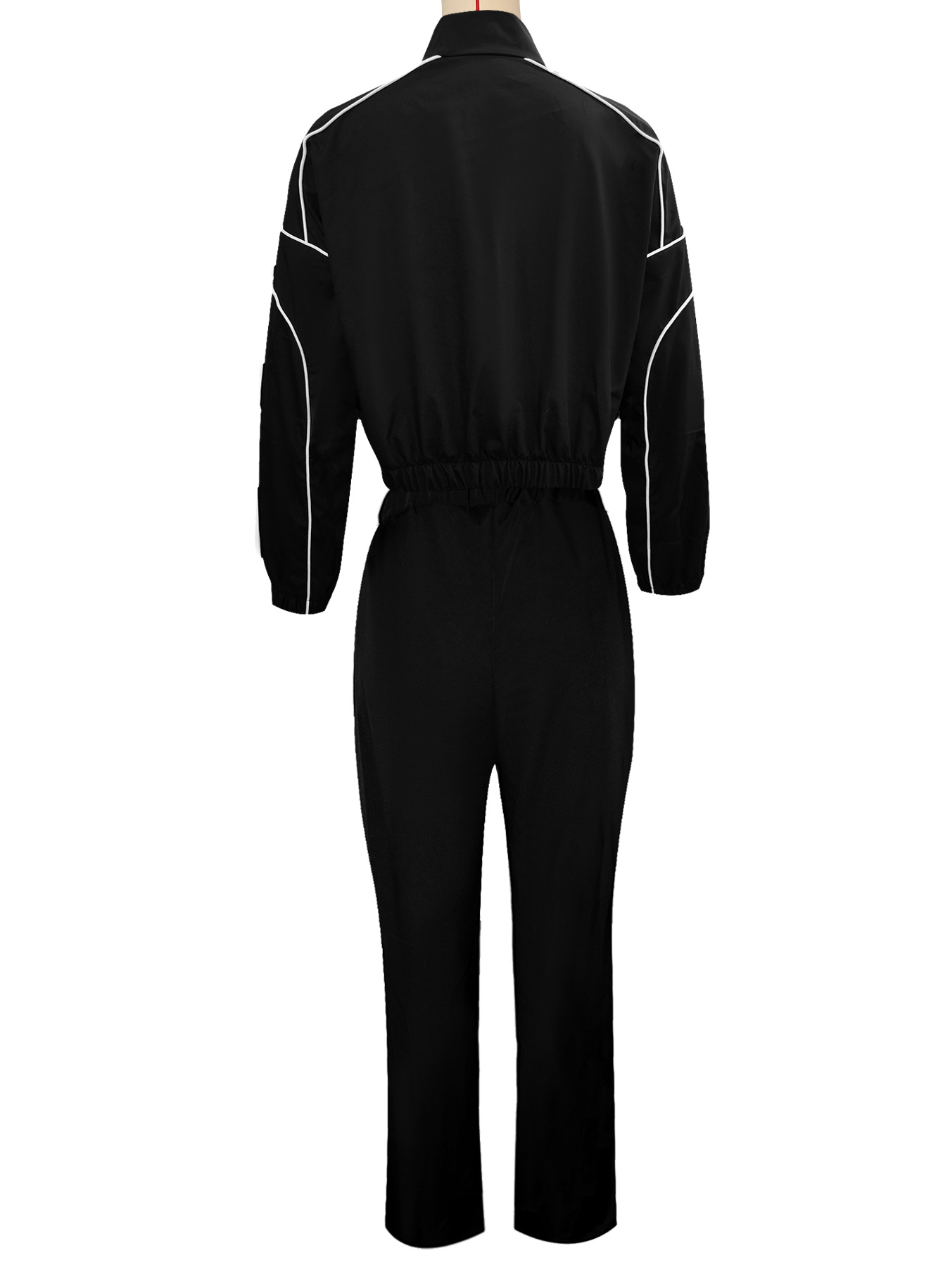 Women Color-Blocked Striped Top and Wide-Leg Pants Two-Piece Set