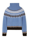 Women Autumn/Winter High-neck Jacquard Color-blocked Knitting Top Sweater