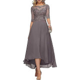 Women Chiffon Lace Elegant Half-Sleeve Dress
