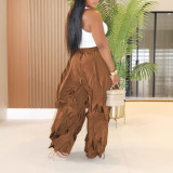 Women Casual Patchwork Lace Wide-Leg Pants