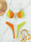 Women's Summer Fashion Patchwork Swimsuit Triangle Beach Two-Piece Bikini Set