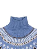 Women Autumn/Winter High-neck Jacquard Color-blocked Knitting Top Sweater