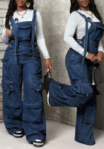 Women Wide-leg Denim Jumpsuit