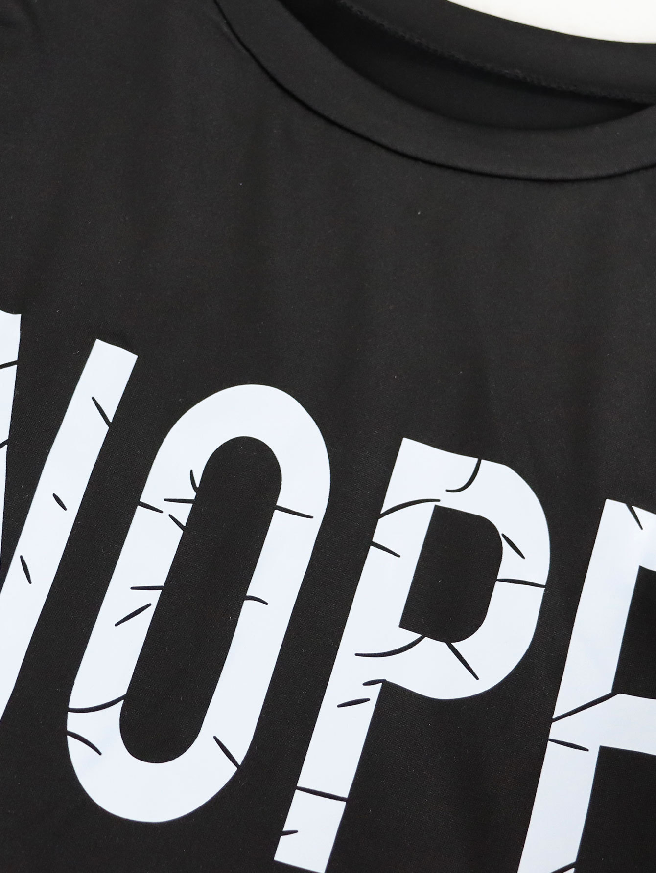 Women's Autumn Winter Letter Print Asymmetric Long Sleeve Top and Tight Fitting Pants Two-Piece Set