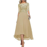 Women Chiffon Lace Elegant Half-Sleeve Dress