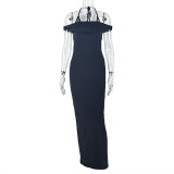 Women Sexy Off-Shoulder Sleeveless Solid Halter Neck Casual Holidays Bodycon Dress